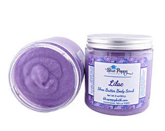 Lilac Sugar Body Scrub with Shea Butter, Fresh Lilac Bloom Spring Scent Fragrance