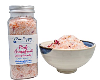 Bath Salts, Grapefruit Essential Oil, Relaxing Spa Gift for Her, Soaking Salts with Epsom