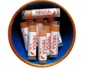 Mimosa Lip Balm, Orange Champagne Flavor Bridesmaid Brunch Party Favor Gifts