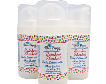 Rainbow Sherbet Lotion, Hand Cream Body Moisturizer with Shea Butter, Citrus and Vanilla Scent