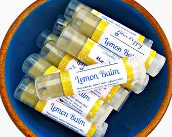 Lemon Balm Lip Tube, Lemon Balm Herb Infused with Olive Oil, Herbal Salve for Lips