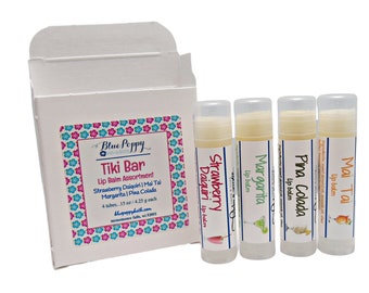 Tiki Bar Lip Balm Assortment 4 Pack, Bachelorette Favors, Summer Cocktail Chapstick, Girlfriend Gift