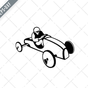 Seifenkiste Derby oder Seifenkiste Auto Racer Racing Retro schwarz und weiß Svg-Seifenkiste Derby SVG-Soap Box Auto geschnitten Datei-DXF-jpg-png