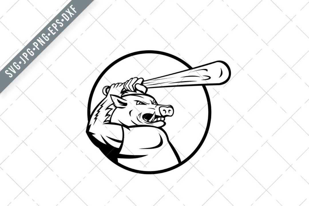 Razorback Wild Boar or Hog With Baseball Bat Batting Circle Mascot ...