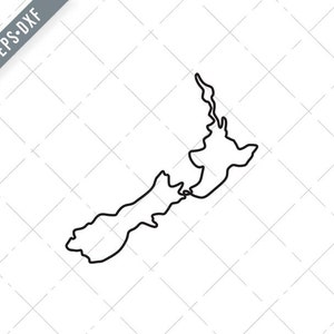 Kaart van Nieuw-Zeeland Met North Island en South Island Continuous Line Tekening Svg-Nieuw-Zeeland Kaart SVG-Cut File-DXF-jpg-png