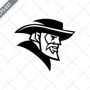 General Robert Lee Kopf Maskottchen schwarz und weiß Svg-Robert Lee SVG-Cut File-General Lee DXF-jpg-png