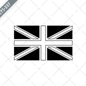 Bandera nacional del país o nación de Gran Bretaña Unión Jack Negro y Blanco Svg-Union Jack SVG-Cut Archivo-Reino Unido DXF-jpg-png