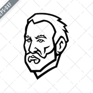 Cabeza del pintor holandés Vincent van Gogh blanco y negro SVG-van Gogh SVG-Vincent Cut file-dutch Painter DXF-jpg-png