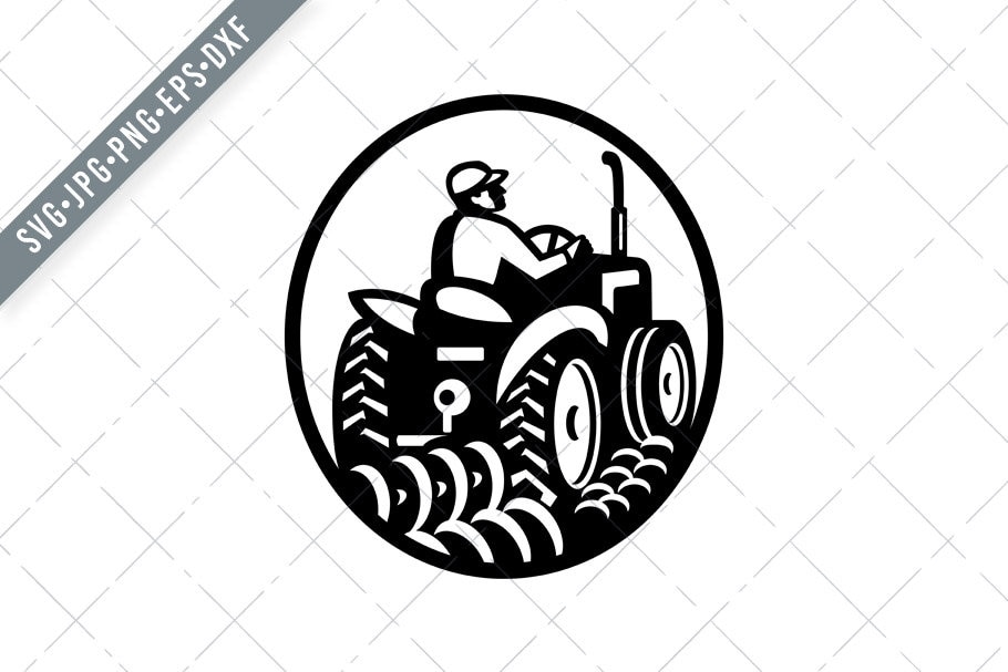 American Organic Farmer Driving Vintage Farm Tractor USA Flag Retro Svg ...