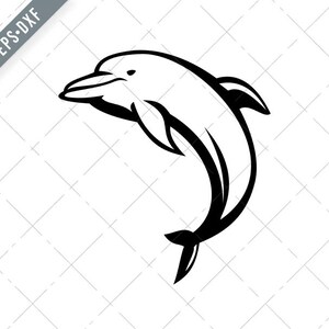 Delphin Maskottchen springen Seite Ansicht schwarz und weiß Retro SVG-Dolphin SVG-Mascot geschnitten Datei-DXF-jpg-png