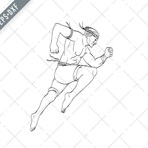 Muay Thai o Thai Boxing Box Jumping Striking with Knee Side Tattoo Style Black White Svg-Muay Thai SVG-Thai Boxing Cut File-DXF-jpg-png
