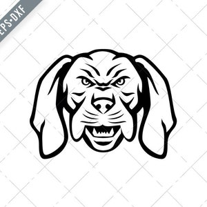 Wütende ungarische Vizsla Hund Kopf Maskottchen schwarz und weiß Svg-Retriever Hund SVG-Cut File-Pointer Hund DXF-jpg-png