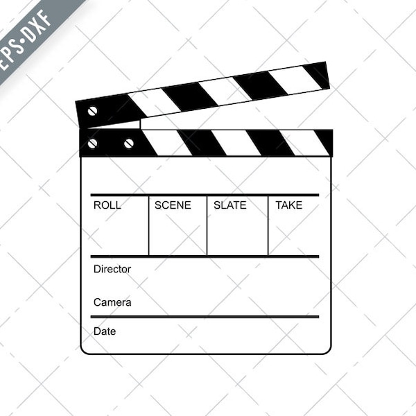 Movie Clapperboard Clapper Clapboard Cue Card Clacker Slate Board or Slapperboard Retro Black and White Svg-Clapper SVG-Cut File-DXF-jpg-png