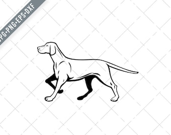 Hungarian or Magyar Vizsla Pointer Dog Walking Stalking Side View Retro Black Svg-Hungarian Vizsla Pointer Dog SVG-Cut File-DXF-jpg-png