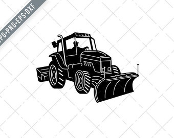 Snow Plow Tractor Snow Removal Machine Side Retro Black and White Svg-Snow Removal Equipment SVG-Cut File-DXF-jpg-png