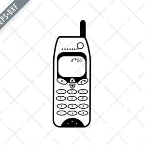 Old Classic Vintage Mobiele telefoon of mobiele telefoon Front View Retro Zwart en Wit Stijl Svg-Vintage Mobiele telefoon SVG-Cut File-DXF-jpg-png