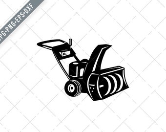 Snow Blower or Snow Thrower Cartoon Retro Woodcut Black and White Svg-Snowblower SVG-Snow Thrower Cut File-DXF-jpg-png