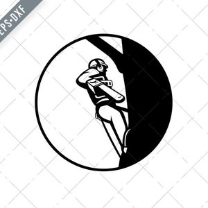 Baum Chirurg Arborist Kettensäge Kreis Retro schwarz und weiß Svg-Arborist SVG-Baum Chirurg geschnitten Datei-Kettensäge DXF-jpg-png
