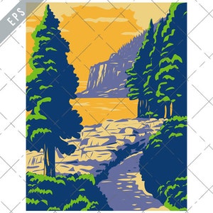Ozean-Pfad mit Otter Cliff in Acadia Nationalpark Maine Vereinigte Staaten WPA Poster Kunst Vektor Eps-EPS-JPG-png-Acadia Nationalpark Clipart