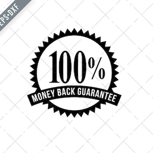 100% PercentO Garanzia Di money Back Timbro Mark Sigillo Segno Bianco e Nero Svg-SVG-Cut File-Money Garanzia Back Sigillo DXF-jpg-png
