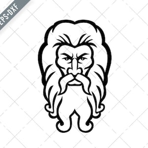 Hoofd van Atlas Griekse God Front View Mascotte Zwart-Wit Svg-Atlas SVG-Cut File-Titan DXF-jpg-png