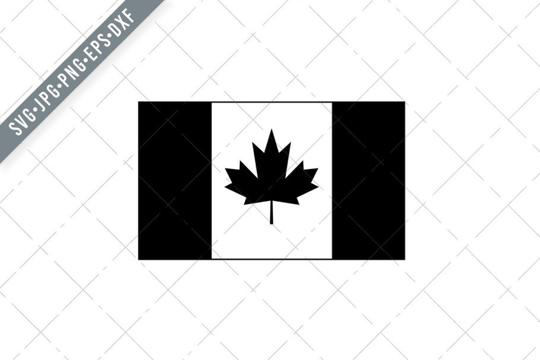 National Flag Of The Country Or Nation Of Canada Black And White Svg 