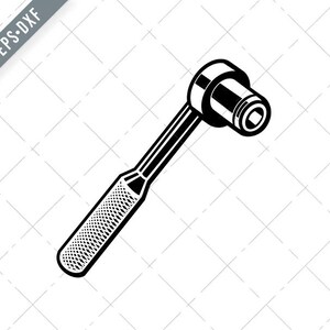Momentspärrnyckel Retro Svartvit Svg-Spärrnyckel SVG-Klippfil-Skrubbnyckel DXF-jpg-png