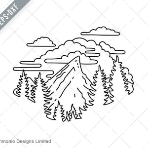 Grand Teton National Park in Wyoming Monoline Line Art Drawing Vector eps-Grand Teton National Park SVG-png-Clipart-Grand Teton DXF