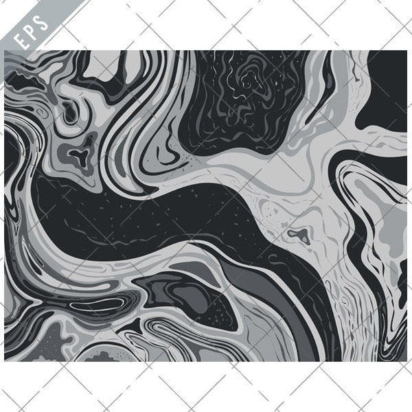 Grayscale and Gray Monochrome Inkscape Suminagashi Kintsugi Japanese Ink Marbling Art Vector eps- Suminagashi EPS-JPG-png-Inkscape Clipart