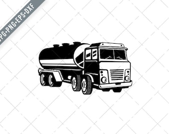 Tank Truck Fuel Truck or Tanker Truck Retro Woodcut Black and White Svg-gas truck SVG-lorry Cut File-DXF-jpg-png
