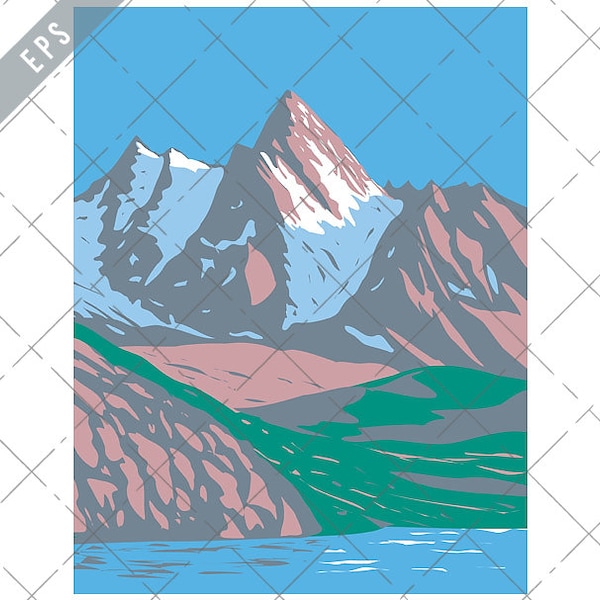 Gran Paradiso National Park Graian Alps Italy Art Deco WPA Poster Vector eps-Gran Paradiso EPS-JPG-png-Gran Paradiso National Park Clipart