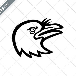 Amerikanische Krähe Kopf Seite Maskottchen schwarz und weiß Svg-Crow SVG-Passerine geschnitten Datei-DXF-jpg-png