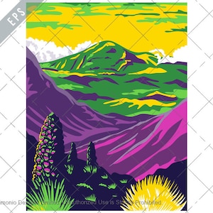 Haleakala National Park and Haleakala Volcano in Maui Hawaii United States WPA Poster Vector eps-EPS-JPG-png-Haleakala National Park Clipart
