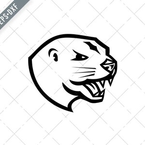 May include: Black and white line art illustration of a snarling muskrat with its mouth open and teeth showing.