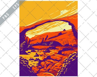 Landscape Arch in Arches National Park Utah WPA Poster Art Vector eps-Arches National Park EPS-JPG-png-Landscape Arch Wpa Clipart