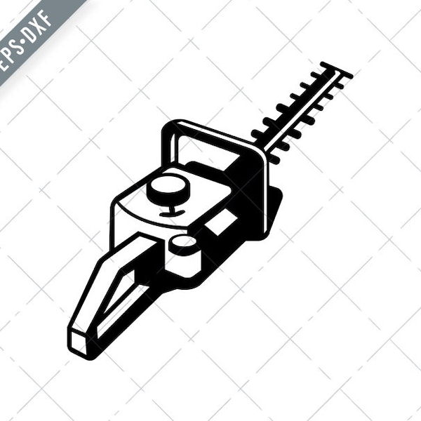 Heggenschaar of heggenschaar bekeken vanuit een Hoge Hoek Retro Zwart en Wit Svg-Hedge Trimmer SVG-Cut File-DXF-jpg-png