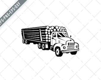 Vintage Logging Truck Log Truck Log Hauler or Timber Lorry Woodcut Black and White Svg-timber lorry SVG-Cut File-DXF-jpg-png