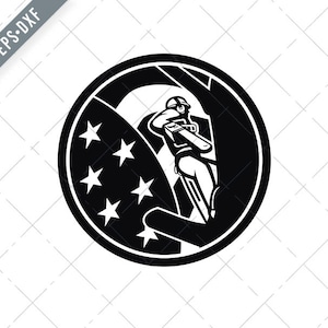 Arborist mit Kettensäge Trimmen Baum USA Flagge Kreis Retro Svg-Arborist SVG-Chainsaw geschnitten Datei-Holzfäller DXF-jpg-png