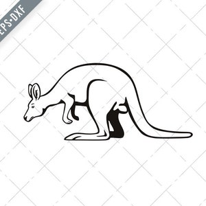 Wallaby ou Kangaroo Side View Rétro Noir et Blanc Svg-sable wallaby SVG-Kangaroo Cut File-DXF-jpg-png