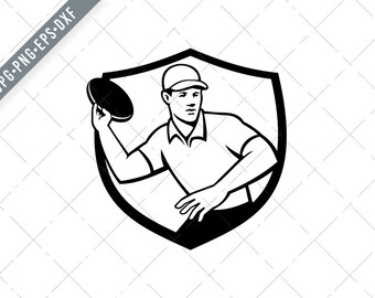 Disc Golf Player Throwing Crest, Disc Golf SVG, Disc Golf Cut File, dxf, jpg, png, Disc Golf Clipart, frisbee svg
