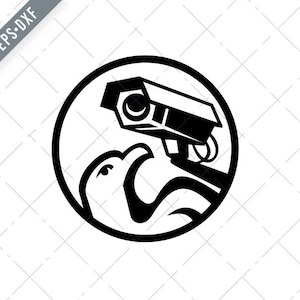 Eagle and Security surveillance Camera Circle Black and White svg-surveillance Camera SVG-Security Cut File-surveillance DXF-jpg-png