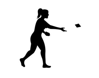 Female Cornhole Player Throwing Bag Front View Silhouette SVG-Female Cornhole Cut File-Cornhole DXF-jpg-Cornhole png Cornhole eps