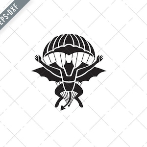 Red Devils Parachute Regiment Free Fall Team Military Badge Black and White Svg-Parachutist Badge SVG-Paracaidista Cut File-DXF-jpg-png