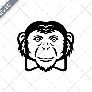 Nobile scimpanzé scimpanzé scimmia primate o scimmia che indossa papillon Mascotte bianco e nero Svg-Noble Scimpanzé SVG-Cut File-DXF-jpg-png