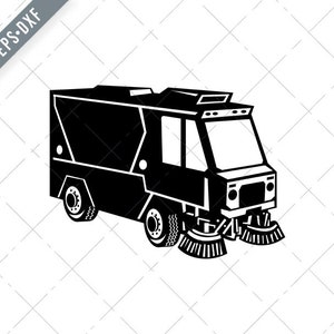 Street Cleaner Truck Side View Retro Black and White Svg-Truck SVG-Street Cleaner Cut File-Retro DXF-jpg-png