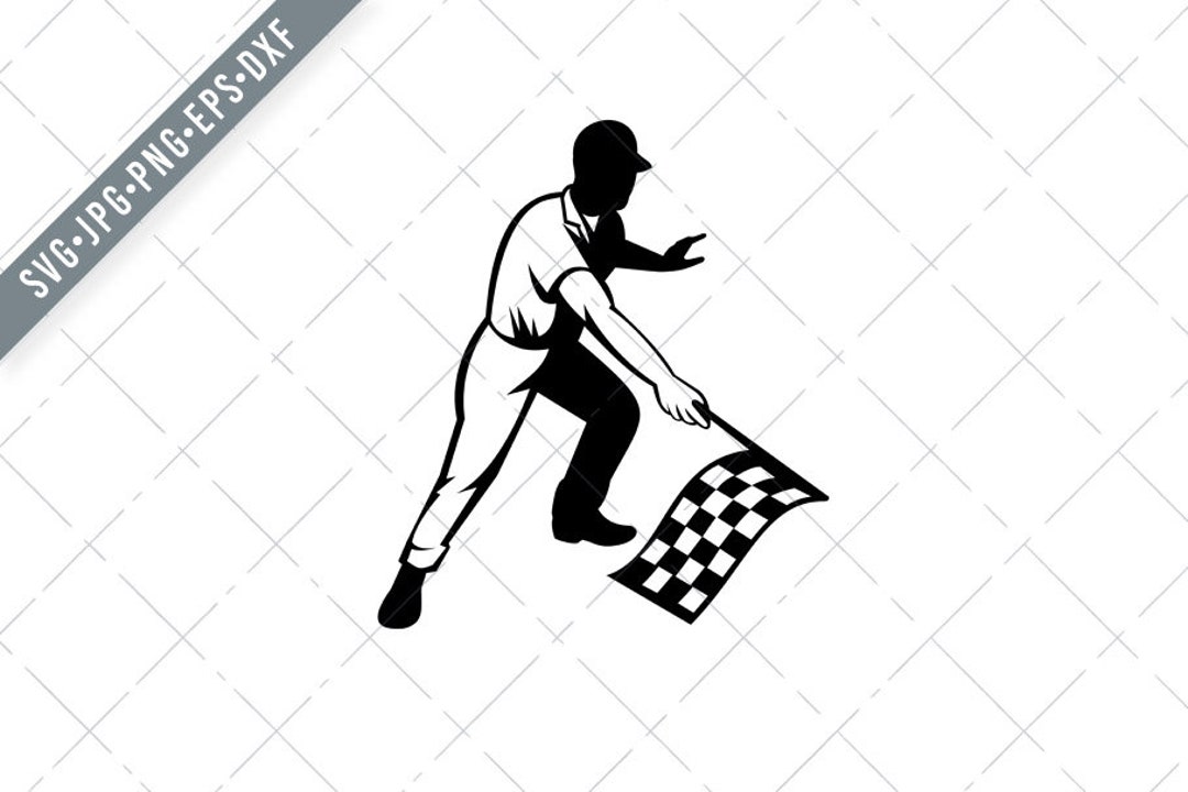 Flagman Races Flagman Race Official Waving Checkered or Chequered Flag Finish Line ...