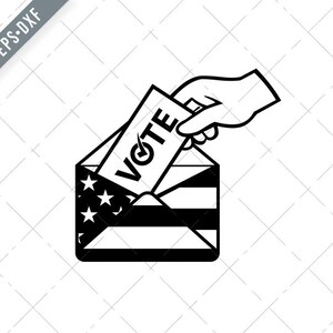 Amerikaanse kiezer stemmen posting postal ballot tijdens de verkiezing USA Flag Envelop Zwart en Wit Svg-Verkiezing 2020 SVG-Cut File-DXF-jpg-png