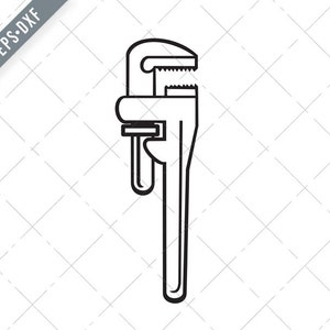 Pipe Wrench Side View Retro Black and White  Svg-SVG-Pipe Wrench Cut File-DXF-jpg-png