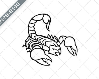 Scorpion With Stinger About to Attack Mascot Black and White Svg-Stinger SVG-Cut File-Scorpion DXF-jpg-png