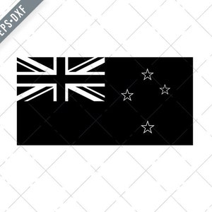 Bandeira Nacional do País ou Nação da Nova Zelândia Preto e Branco Svg-Bandeira da Nova Zelândia SVG-Cut File-DXF-jpg-png
